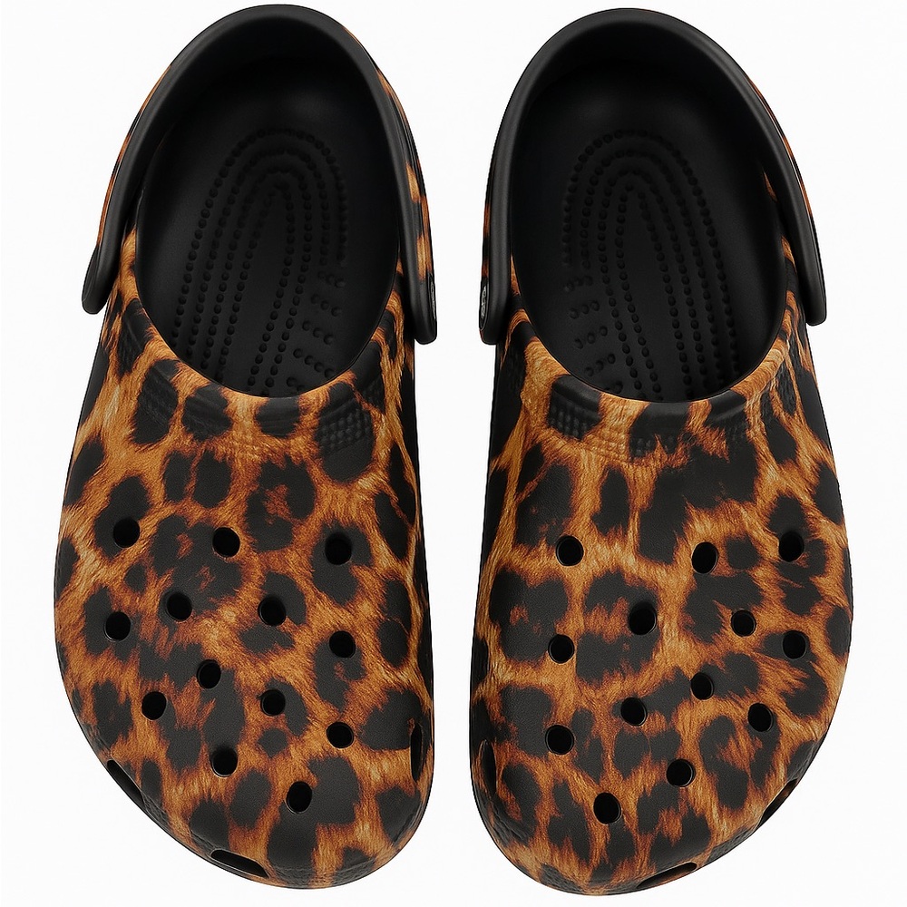 CROCS Kids Leopard Pattern Slippers